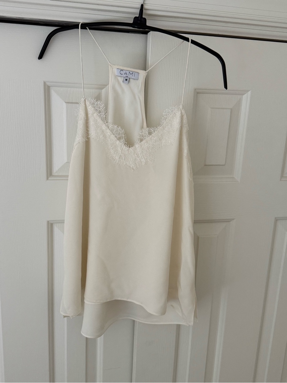 Cami NYC Ivory Lace-Trim Silk Camisole